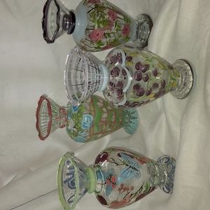 4pc Handpainted 6.5in. Glass Vases